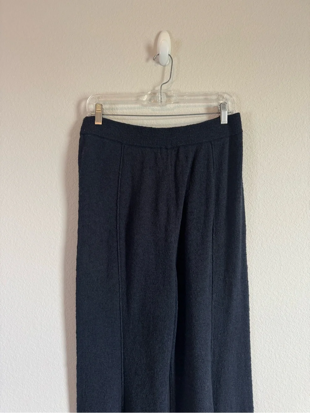 Free People Free-est May Black High Rise Wide Leg Knit Sweater Pants Size Large